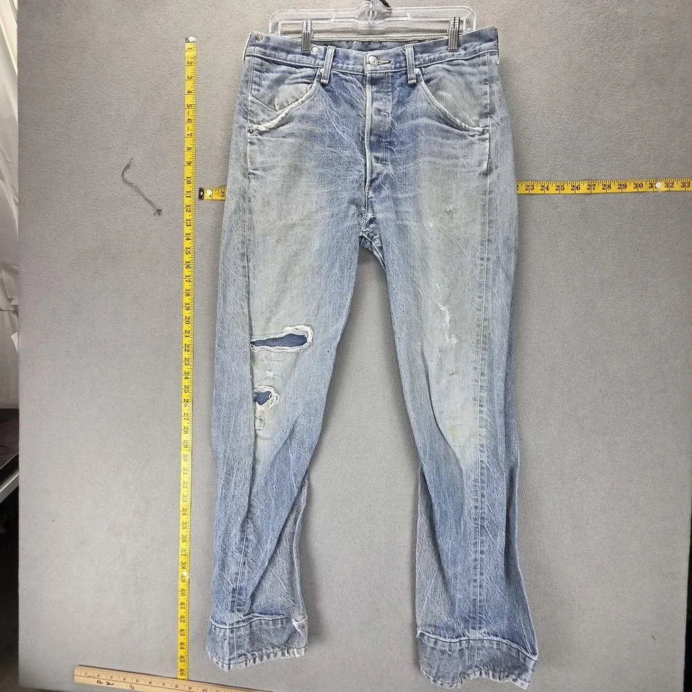 Vintage Levis Engineered Jeans Mens Blue Twisted Thrashed Button Fly Fits 32x32